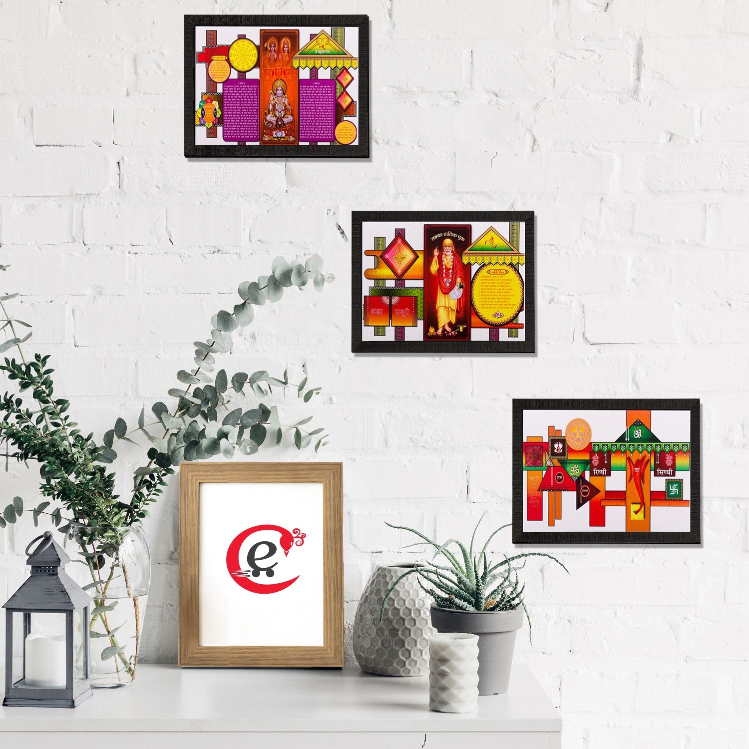 Set of 3 Religious Matt Textured UV Art Painting Kafalo