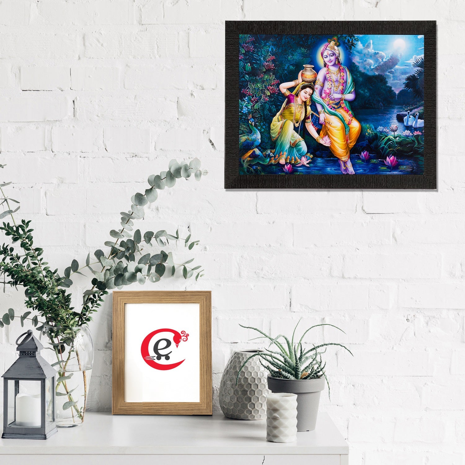Radha Krishna Painting Digital Printed Religious Wall Art Kafalo