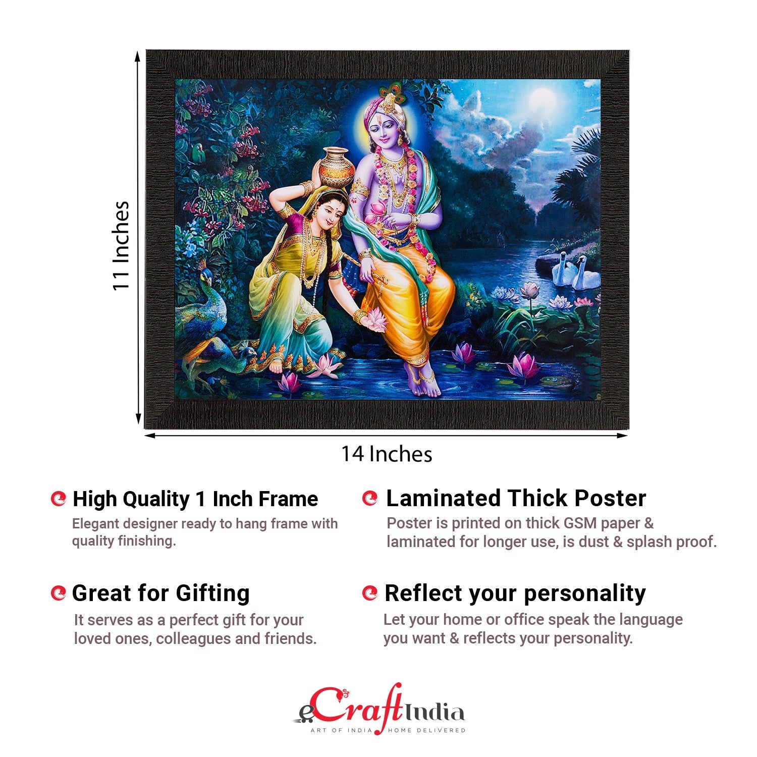 Radha Krishna Painting Digital Printed Religious Wall Art Kafalo