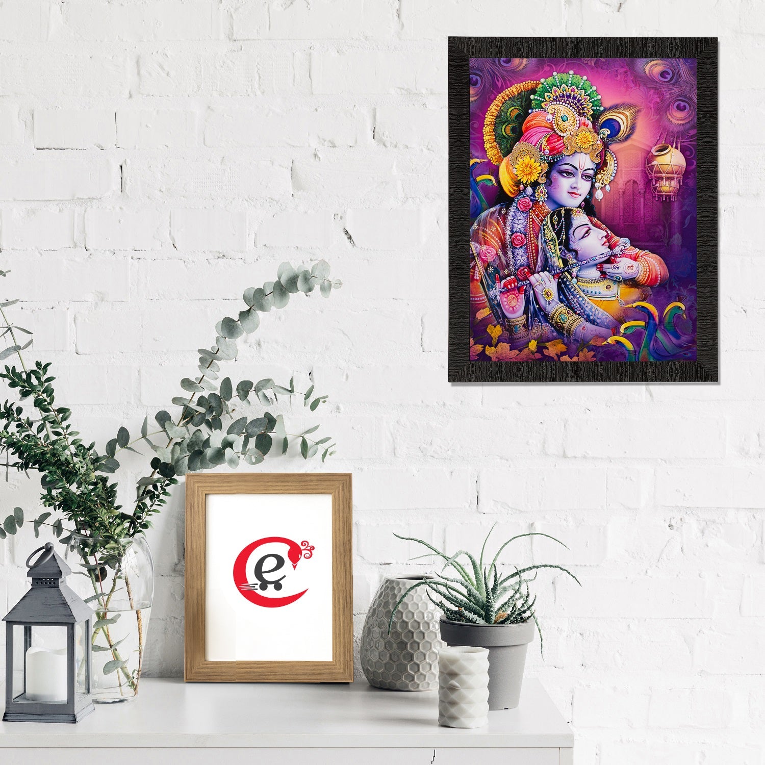 Radha Krishna Painting Digital Printed Religious Wall Art Kafalo