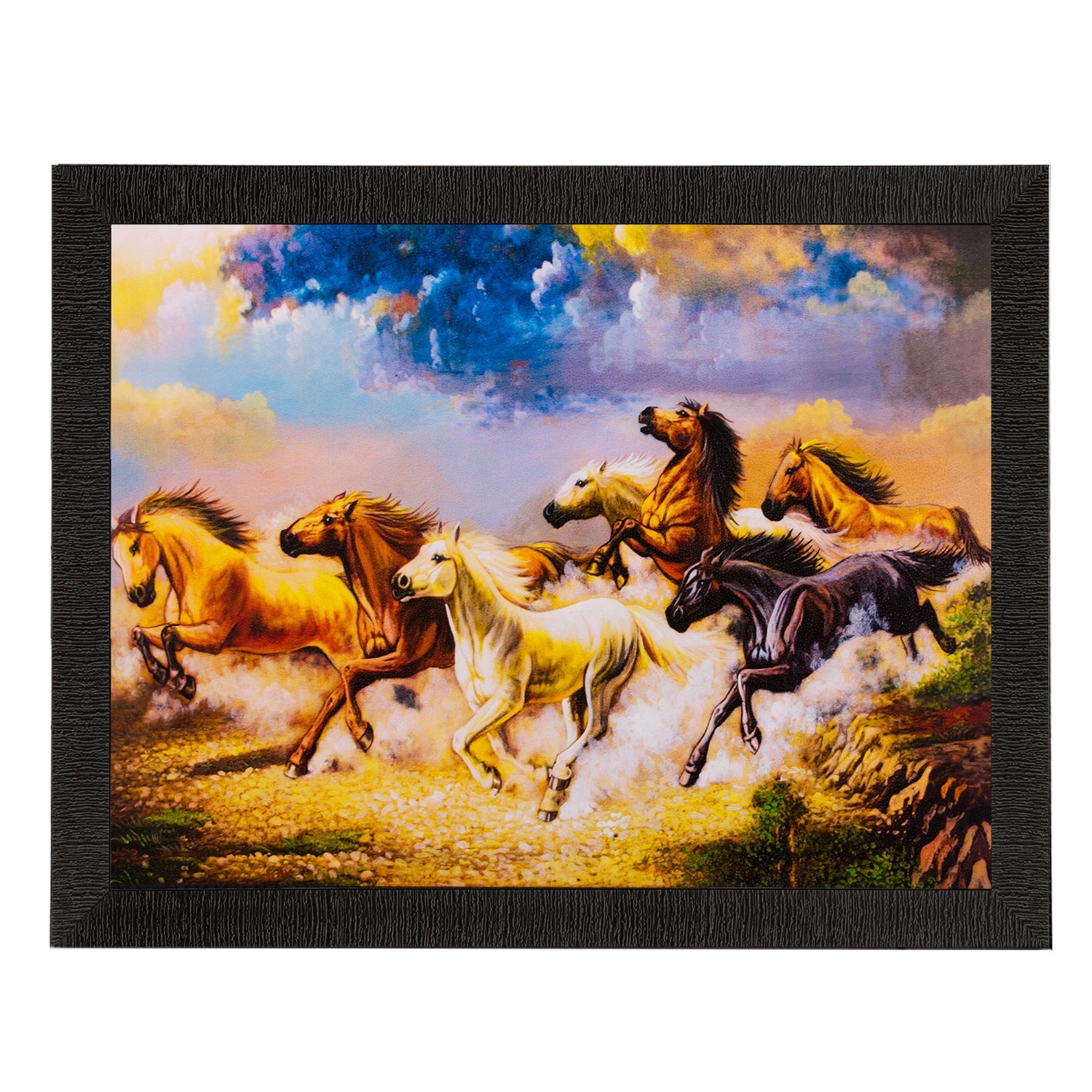 Running Lucky Horses Matt Textured UV Art Painting Kafalo