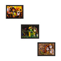 Set of 3 Radha Krishna Matt Textured UV Art Painting Kafalo
