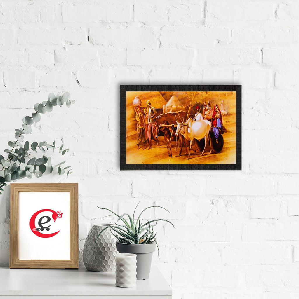 Bullock Cart Matt Textured UV Art Painting Kafalo