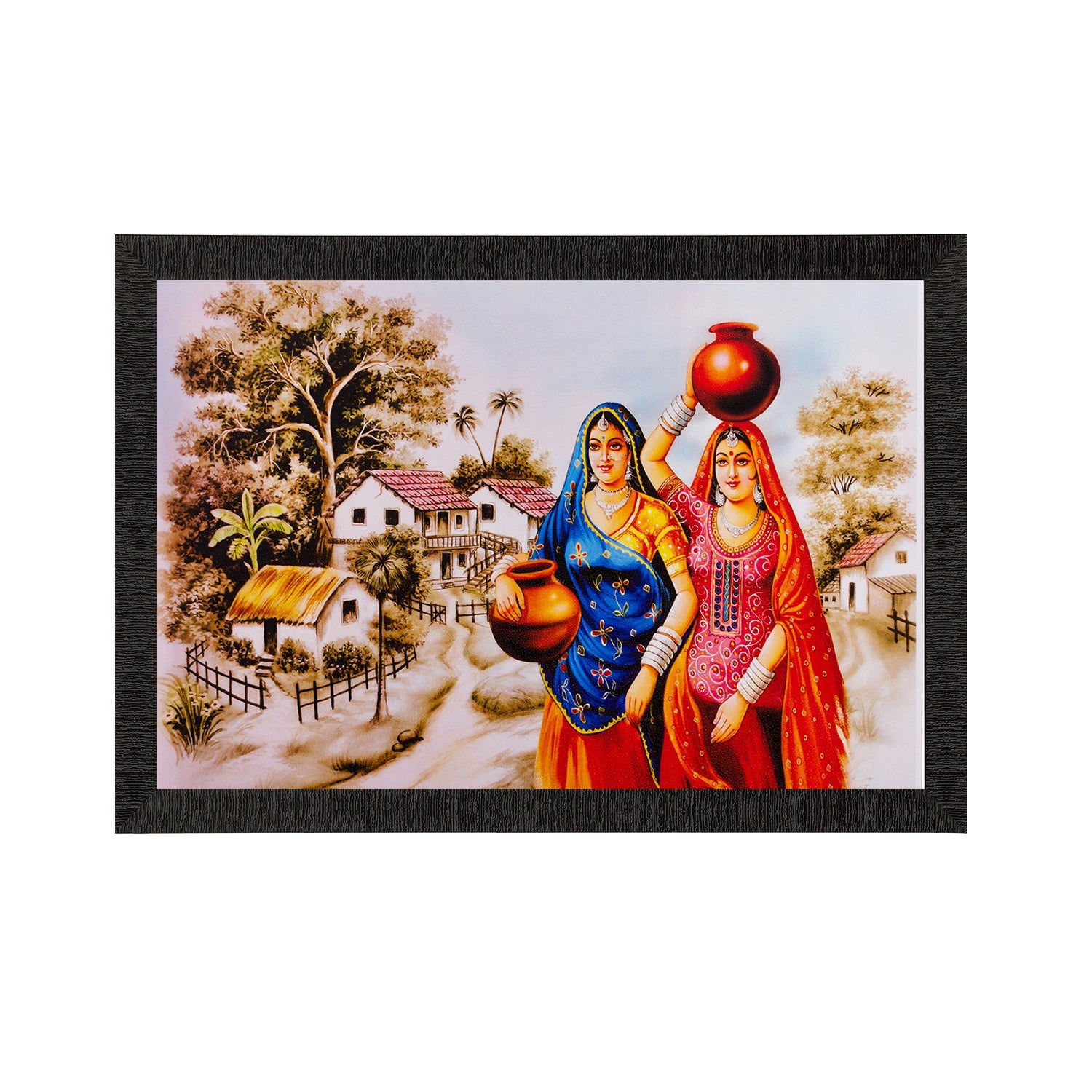 Village Women Matt Textured UV Art Painting Kafalo