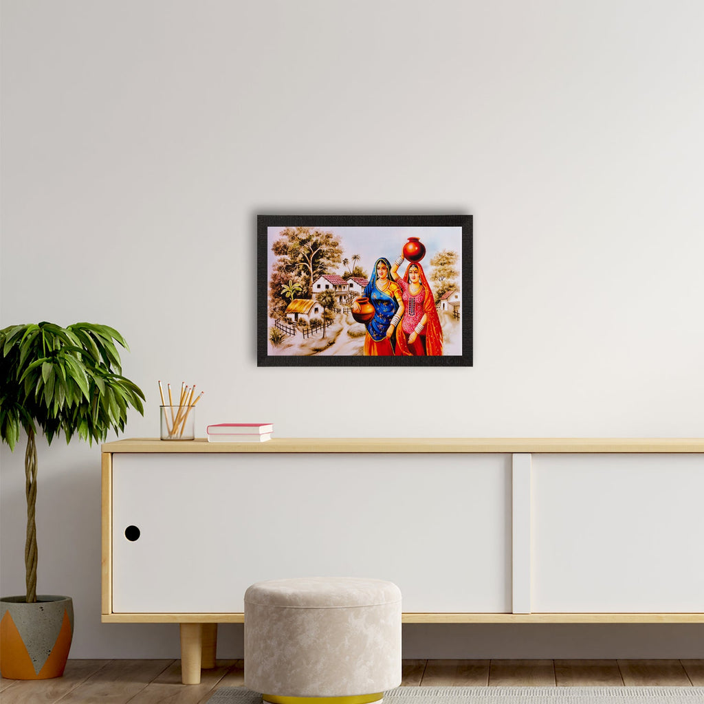 Village Women Matt Textured UV Art Painting Kafalo