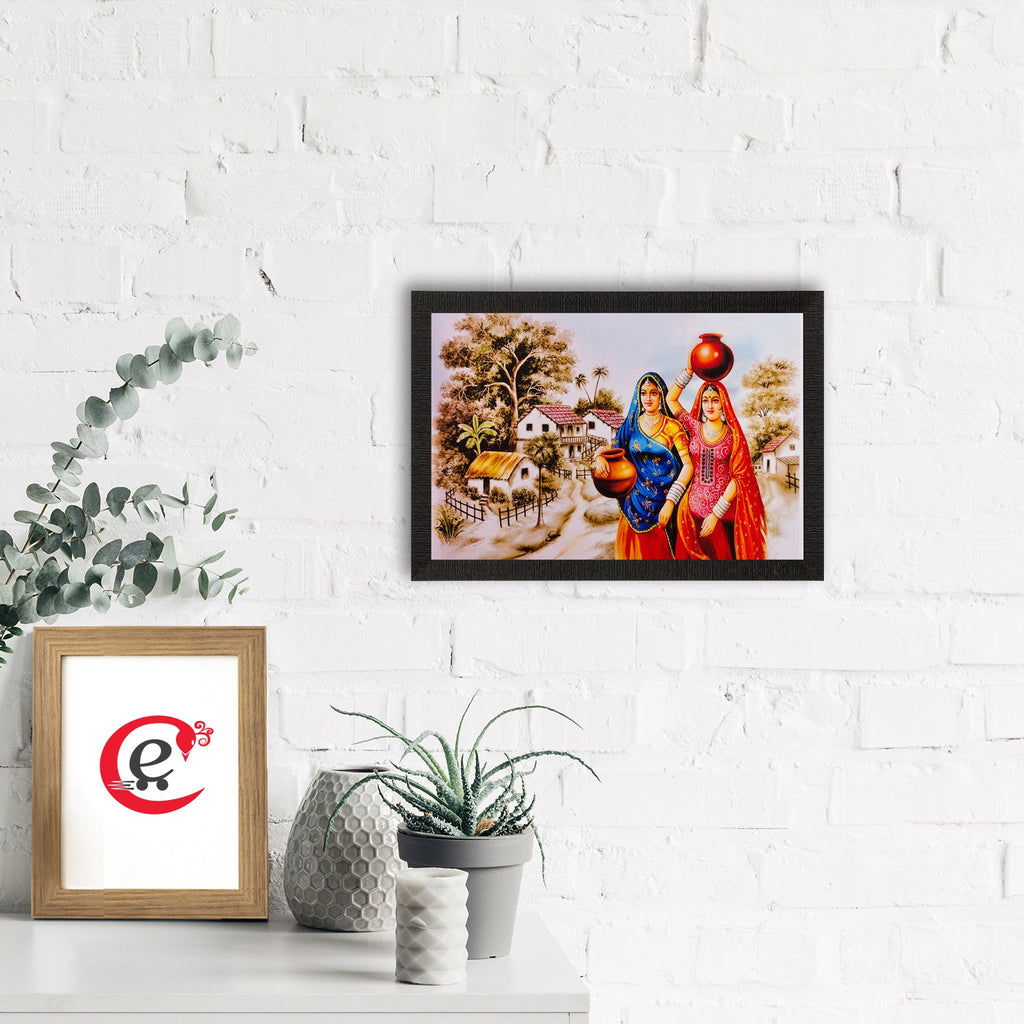 Village Women Matt Textured UV Art Painting Kafalo