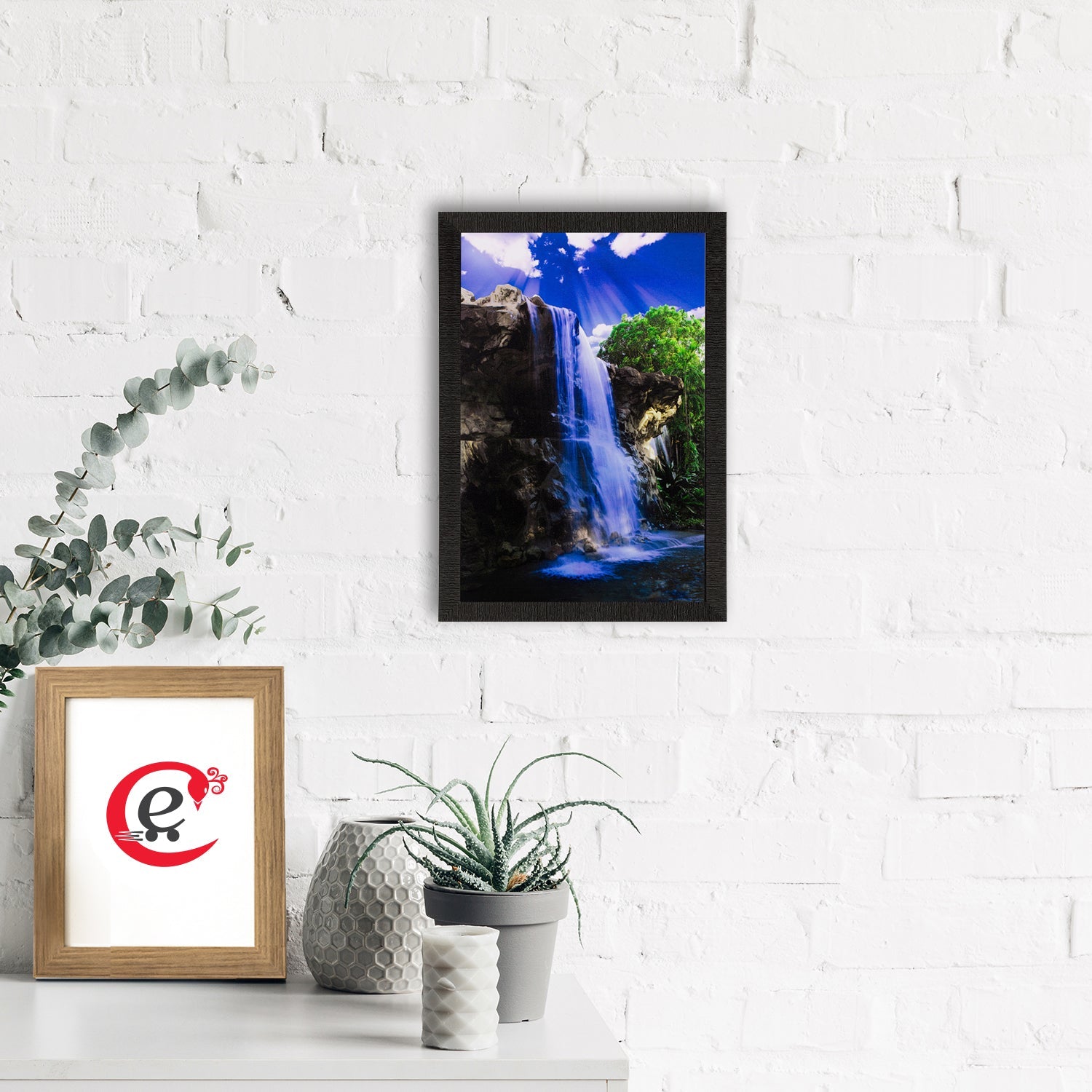 Waterfall View Matt Textured UV Art Painting Kafalo