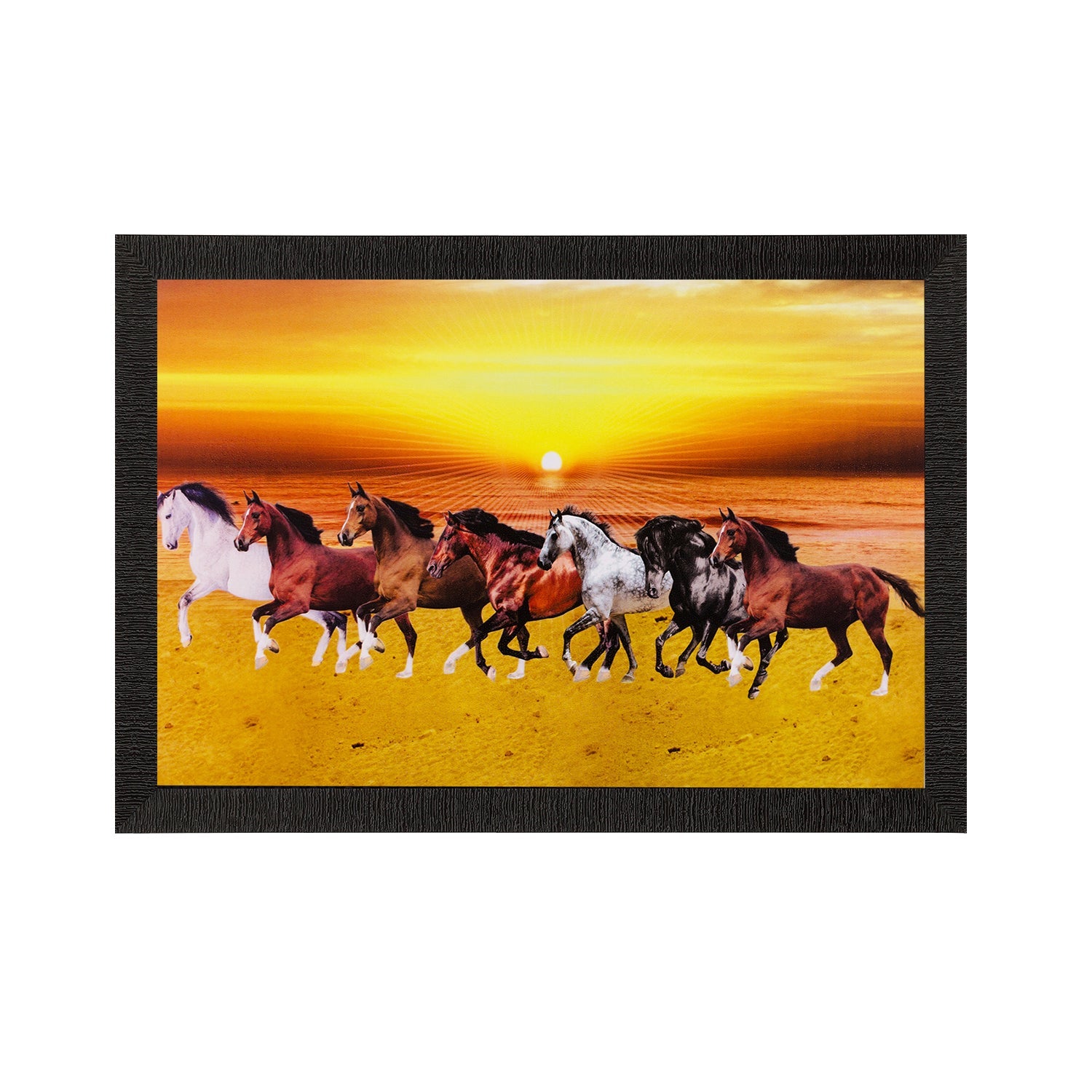 Running Lucky Horses Matt Textured UV Art Painting Kafalo