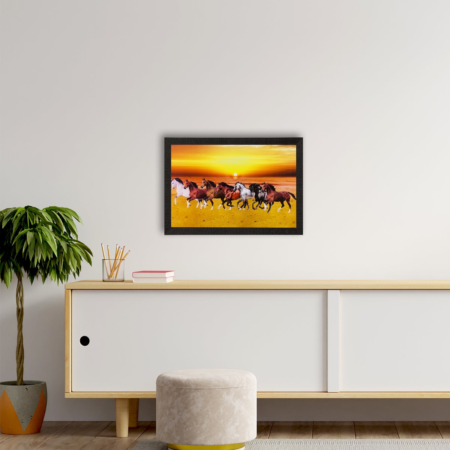 Running Lucky Horses Matt Textured UV Art Painting Kafalo