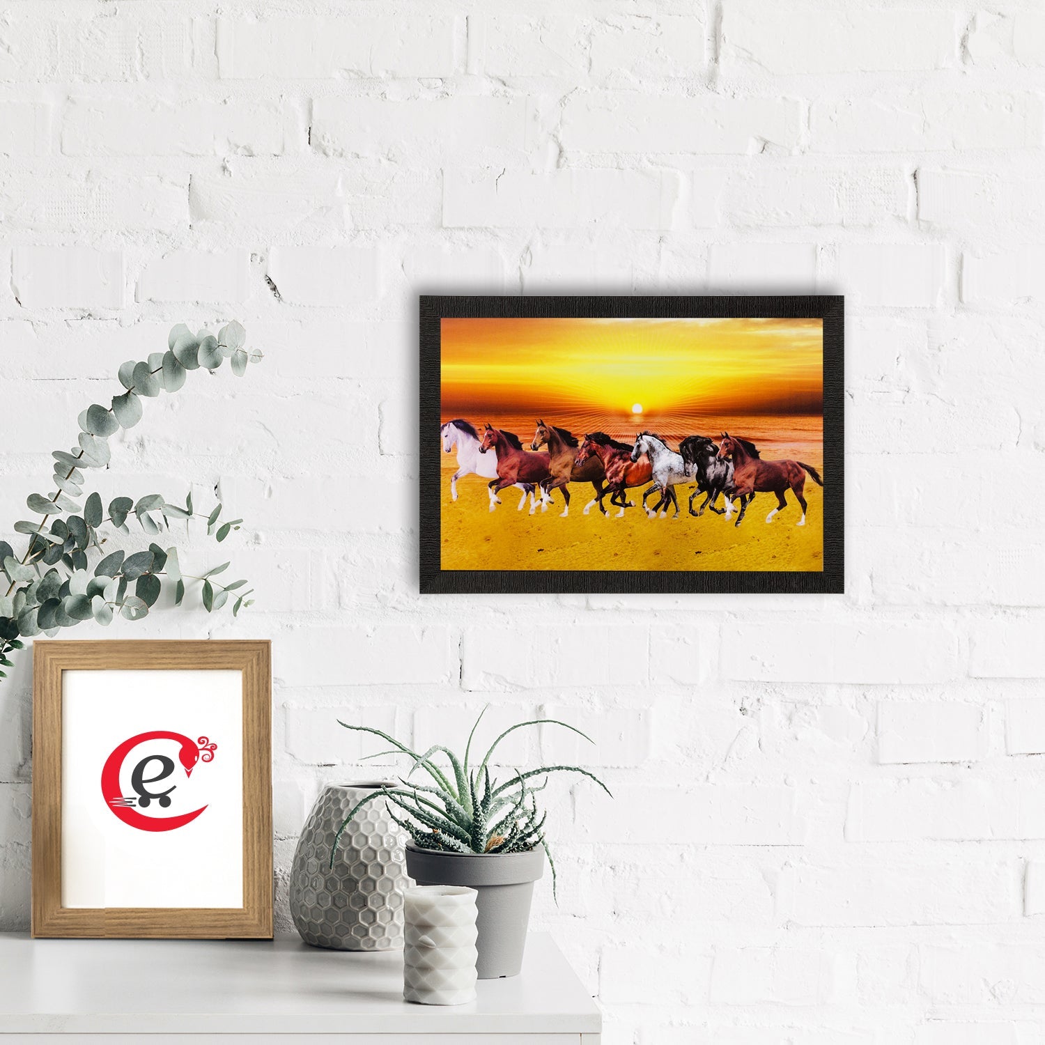 Running Lucky Horses Matt Textured UV Art Painting Kafalo