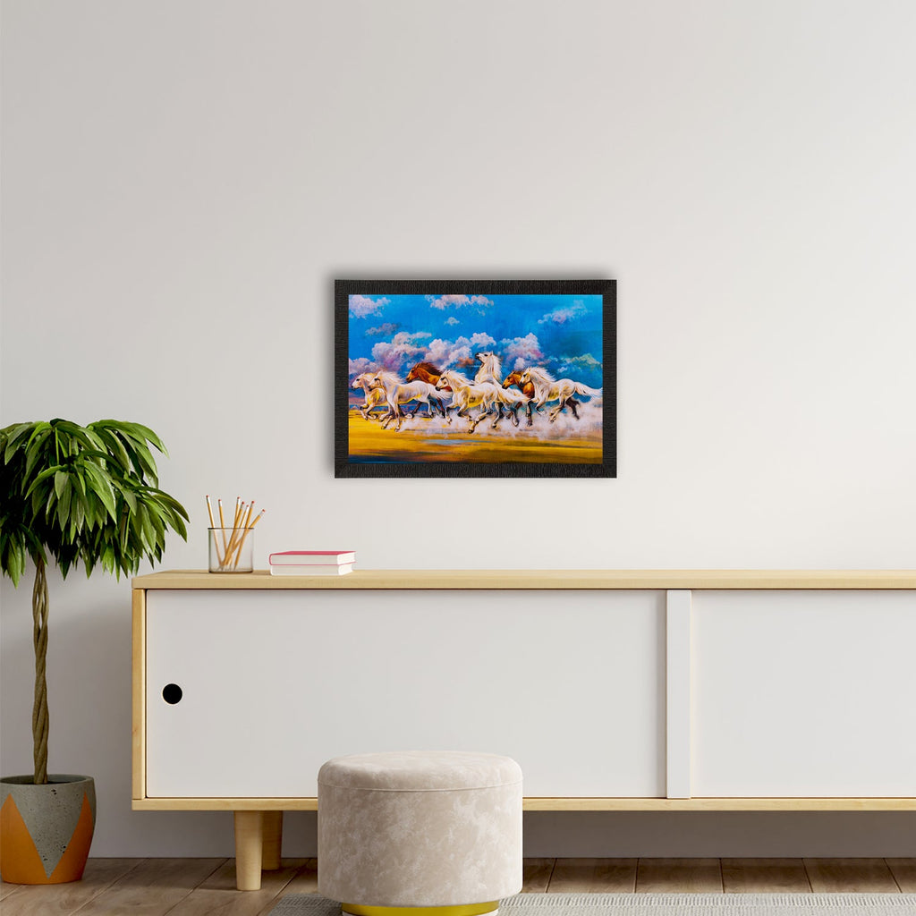 Running Lucky Horses Matt Textured UV Art Painting Kafalo