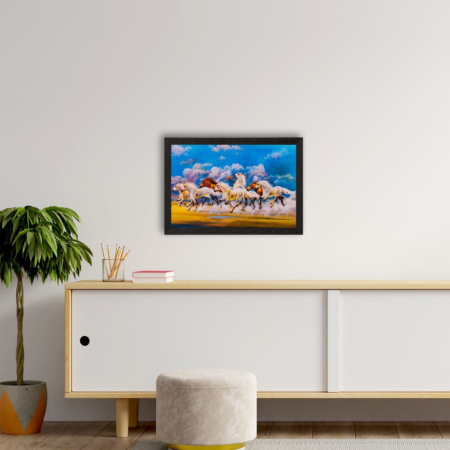 Running Lucky Horses Matt Textured UV Art Painting Kafalo
