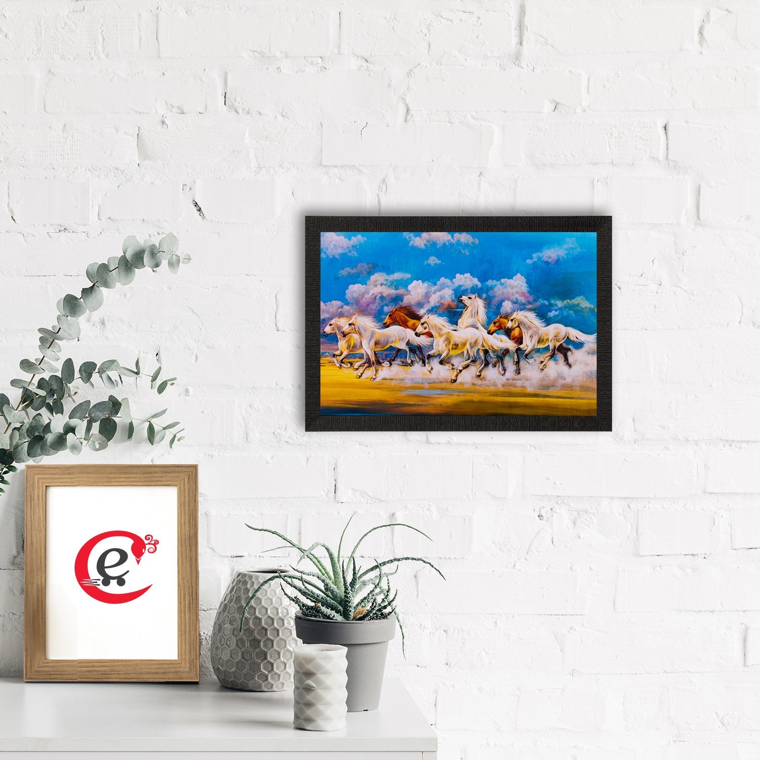 Running Lucky Horses Matt Textured UV Art Painting Kafalo