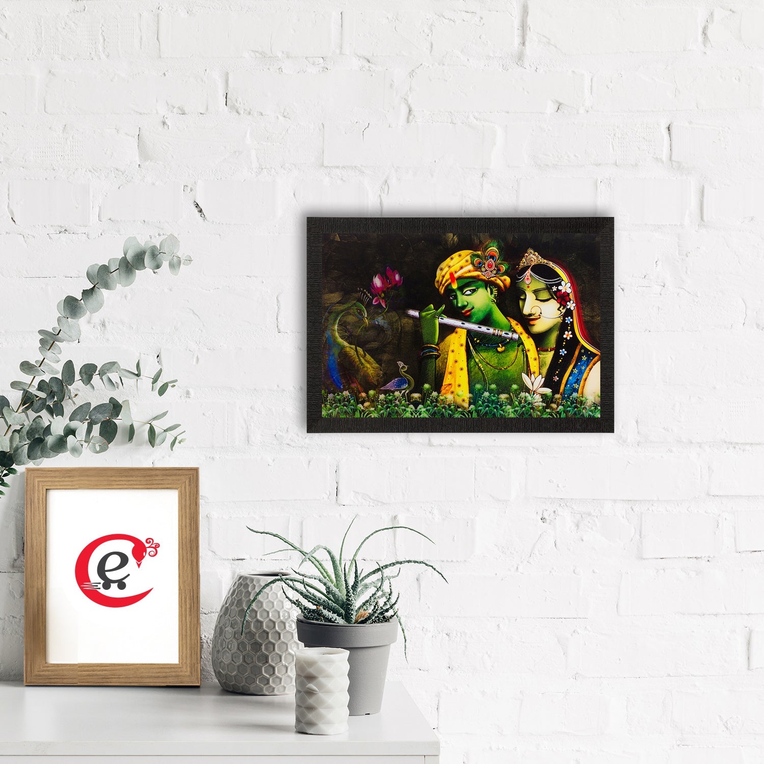 Radha Krishna Painting Digital Printed Religious Wall Art Kafalo