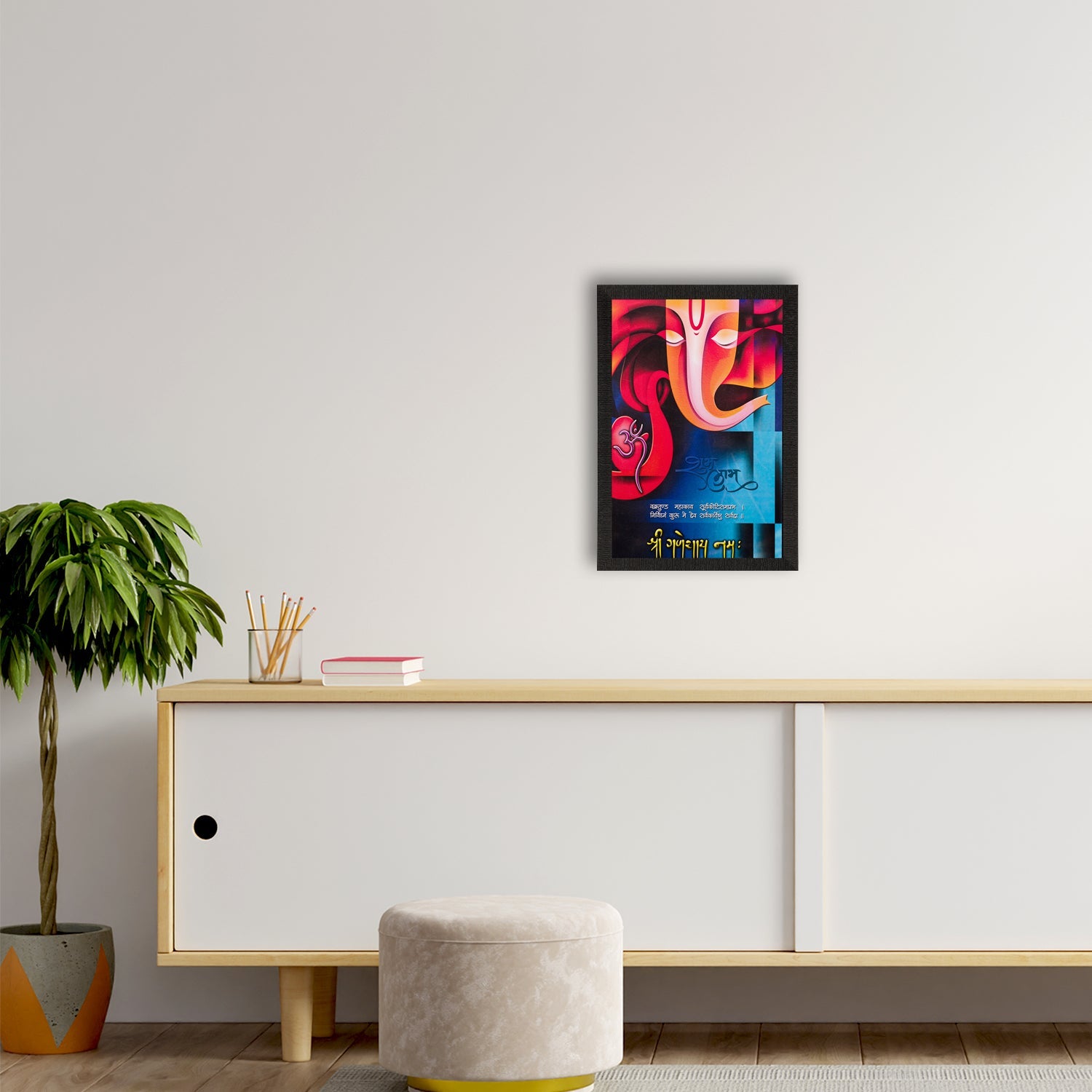 Om Ganesha Matt Textured UV Art Painting Kafalo