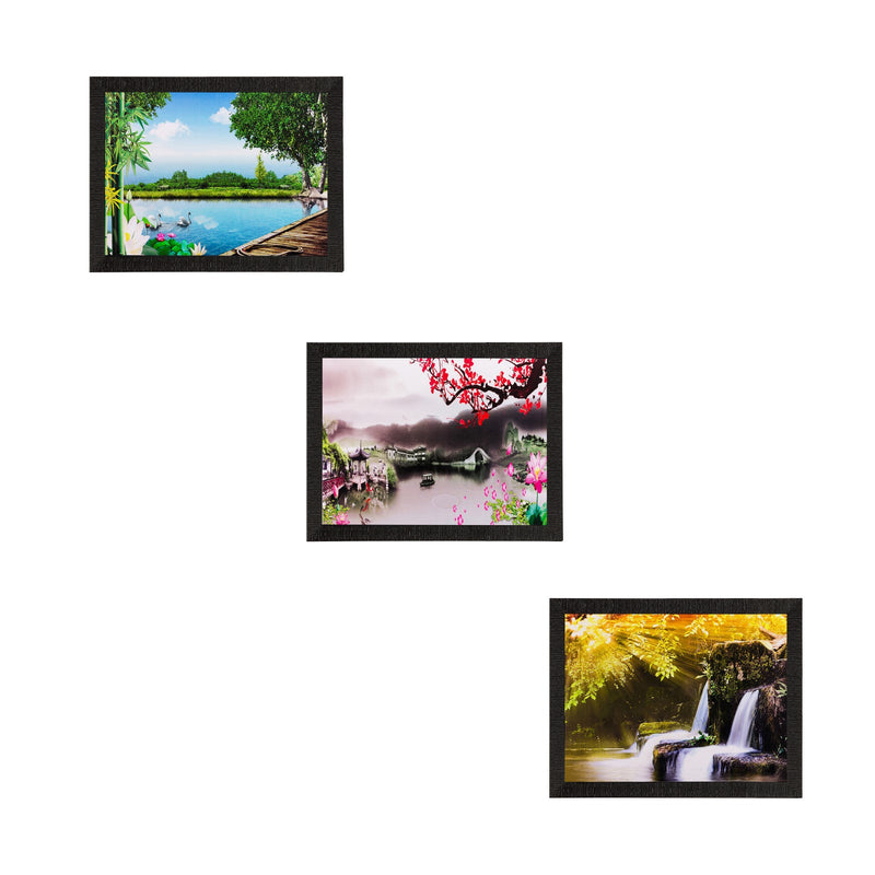 Set of 3 Scenery View Matt Textured UV Art Painting Kafalo