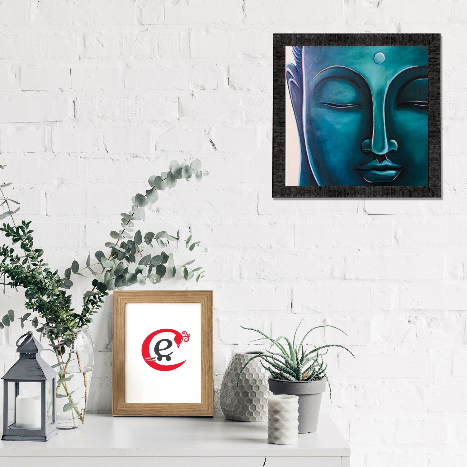 Meditating Buddha Face Painting Digital Printed Religious Wall Art Kafalo
