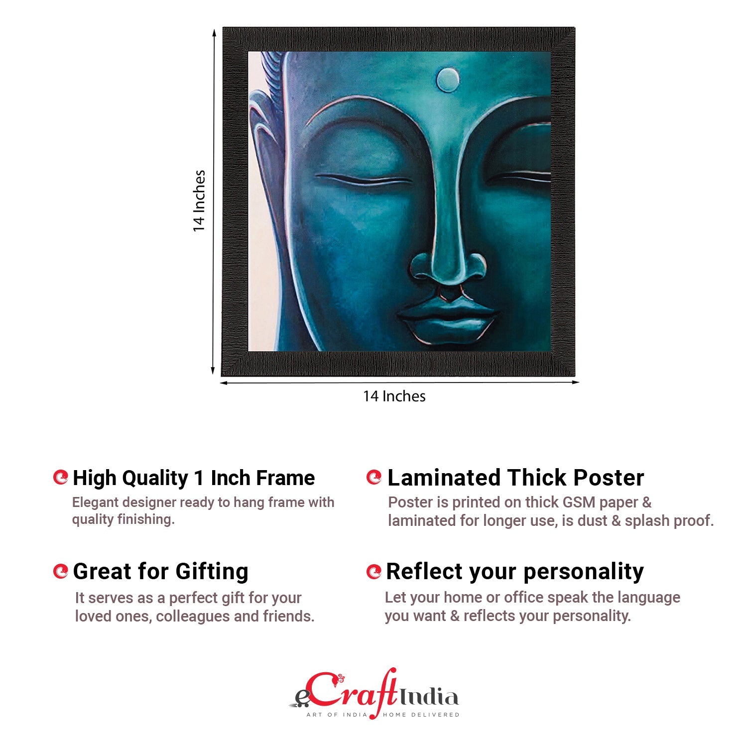 Meditating Buddha Face Painting Digital Printed Religious Wall Art Kafalo