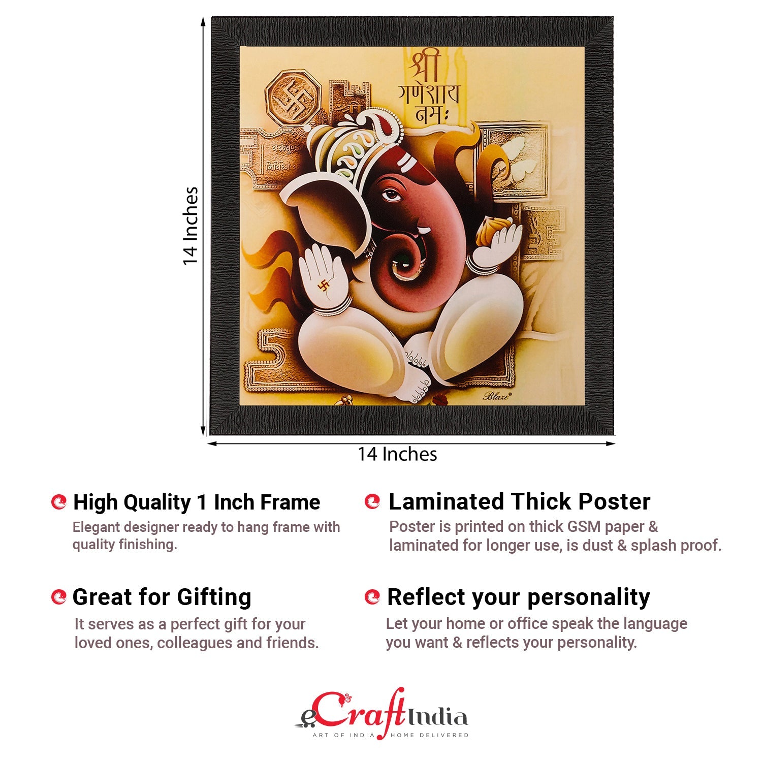 Lord Ganesha Matt Textured UV Art Painting Kafalo