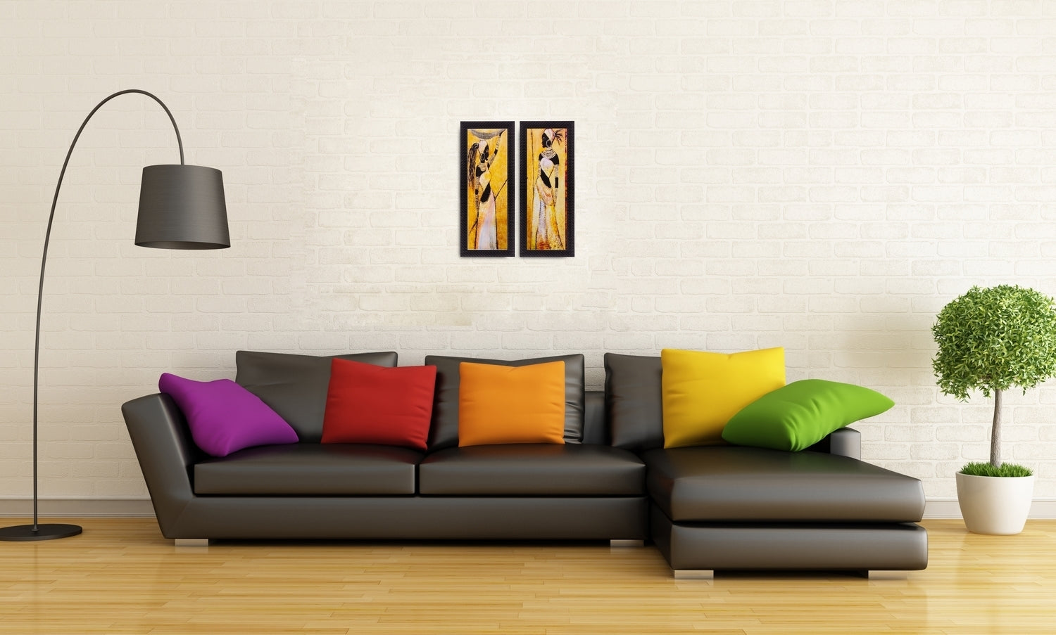 Set of 2 Tribal Women Matt Textured UV Art Painting Kafalo