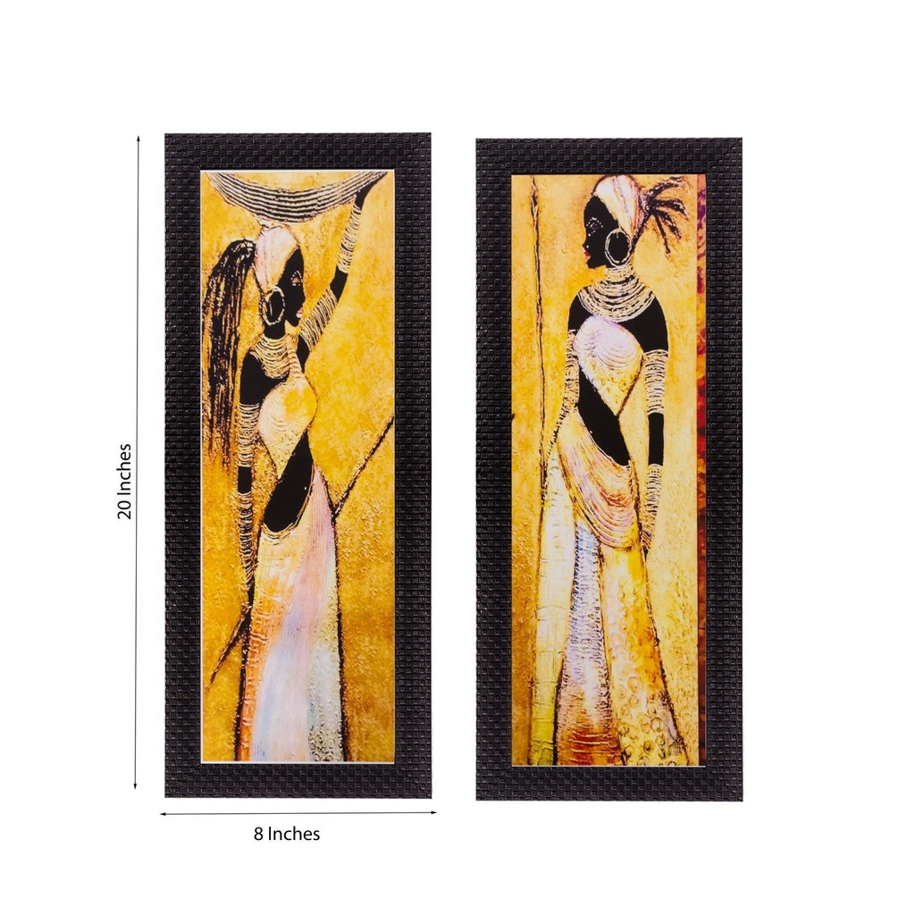 Set of 2 Tribal Women Matt Textured UV Art Painting Kafalo