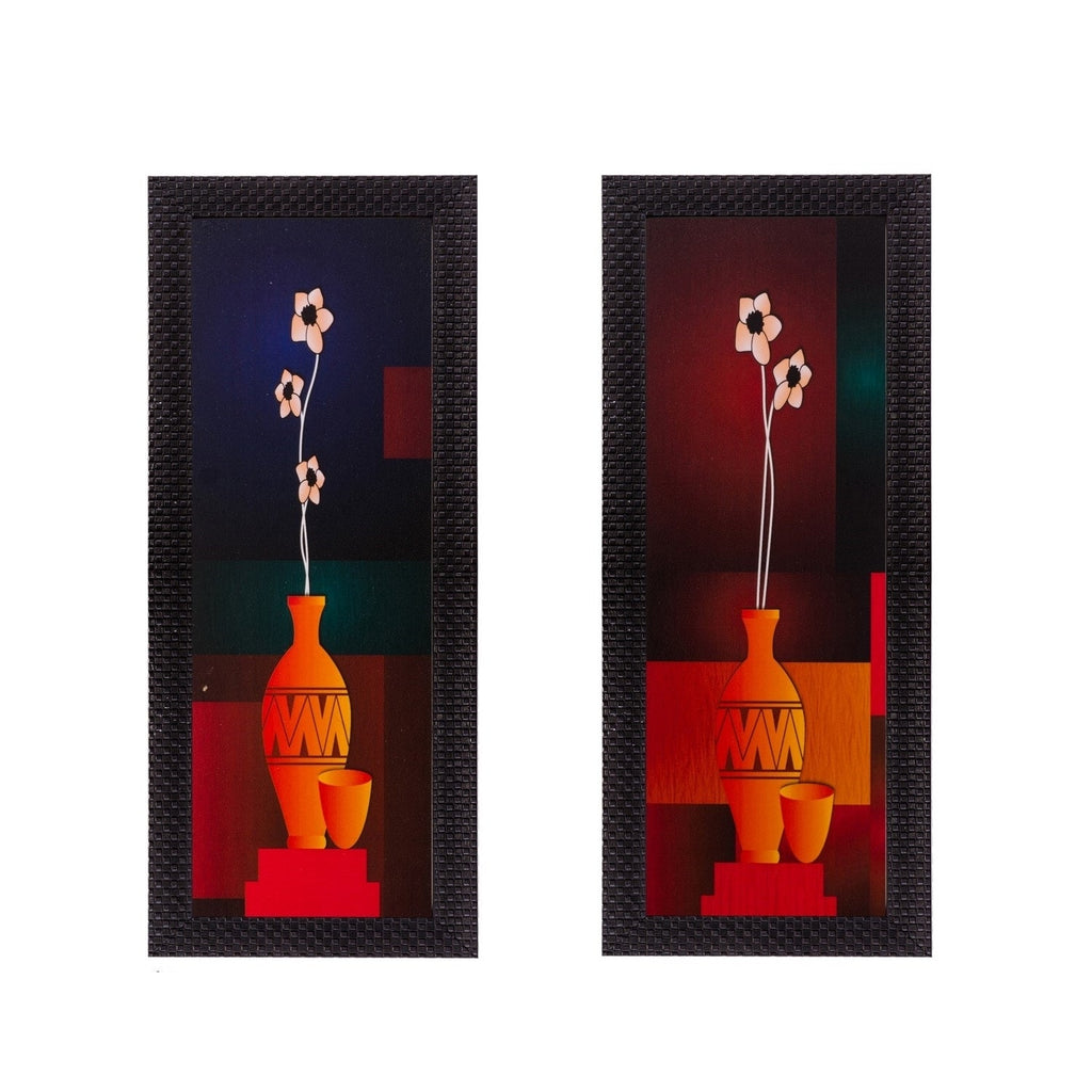Set of 2 Botanical Pots Satin Matt Textured UV Art Painting Kafalo