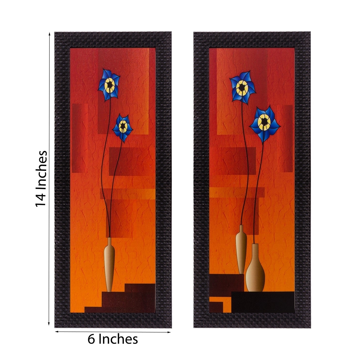 Set of 2 Botanical Pots Satin Matt Textured UV Art Painting Kafalo