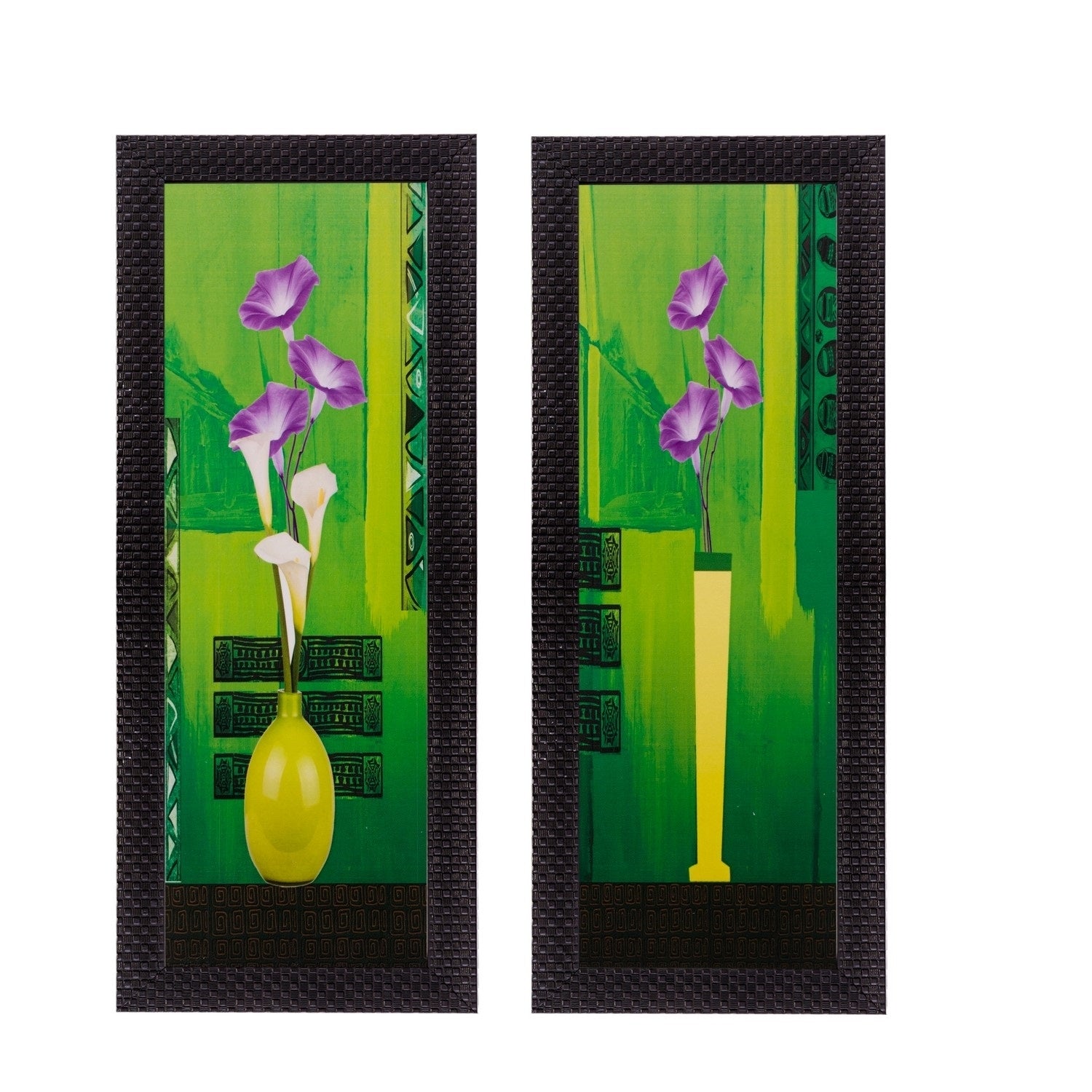 Set of 2 Botanical Pots Satin Matt Textured UV Art Painting Kafalo