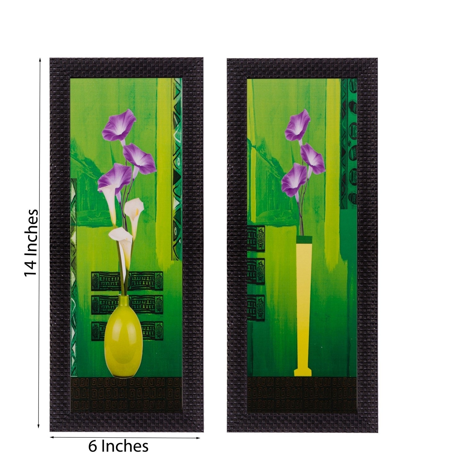 Set of 2 Botanical Pots Satin Matt Textured UV Art Painting Kafalo