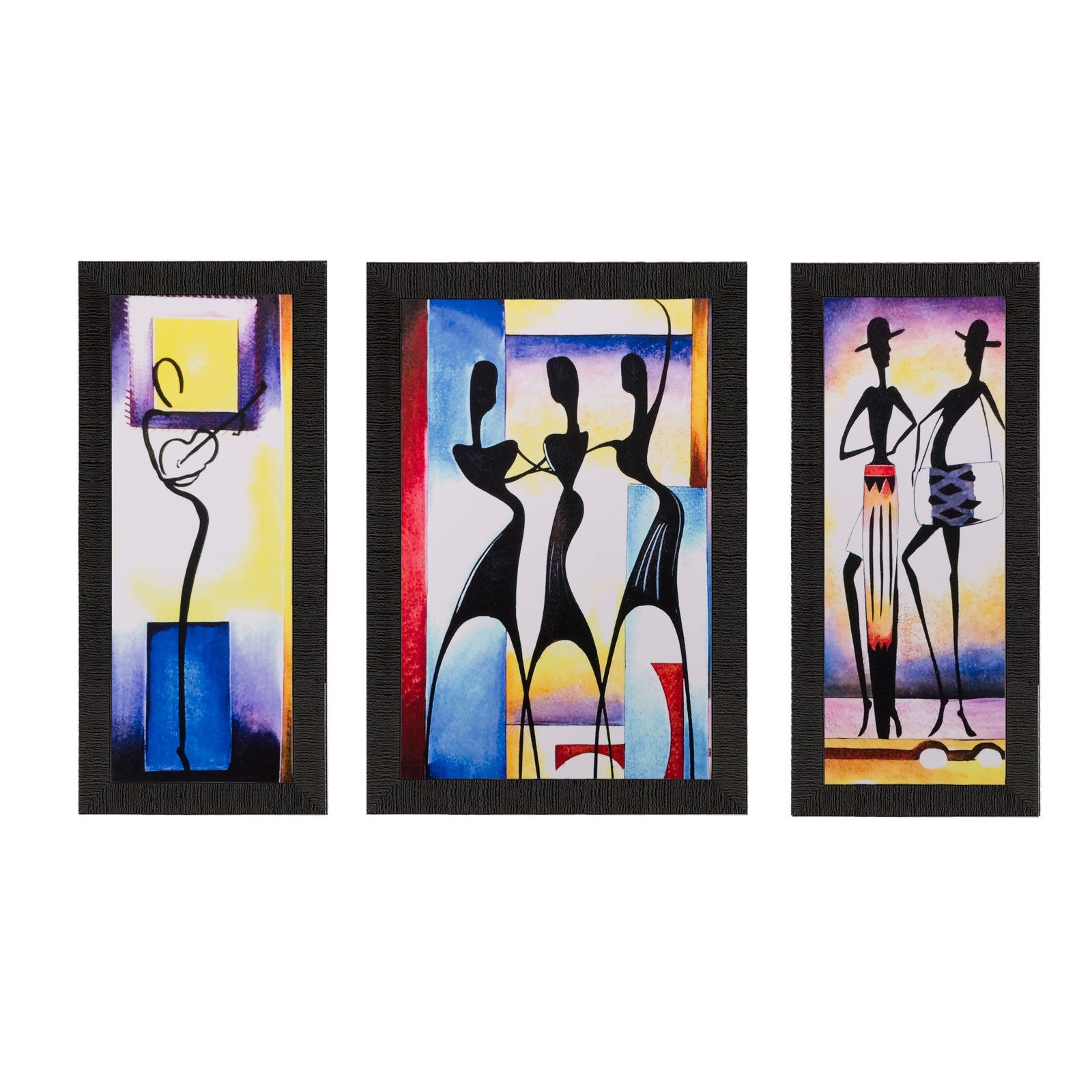Set of 3 Dancing Girls Matt Textured UV Art Painting Kafalo