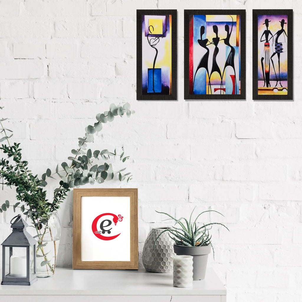 Set of 3 Dancing Girls Matt Textured UV Art Painting Kafalo