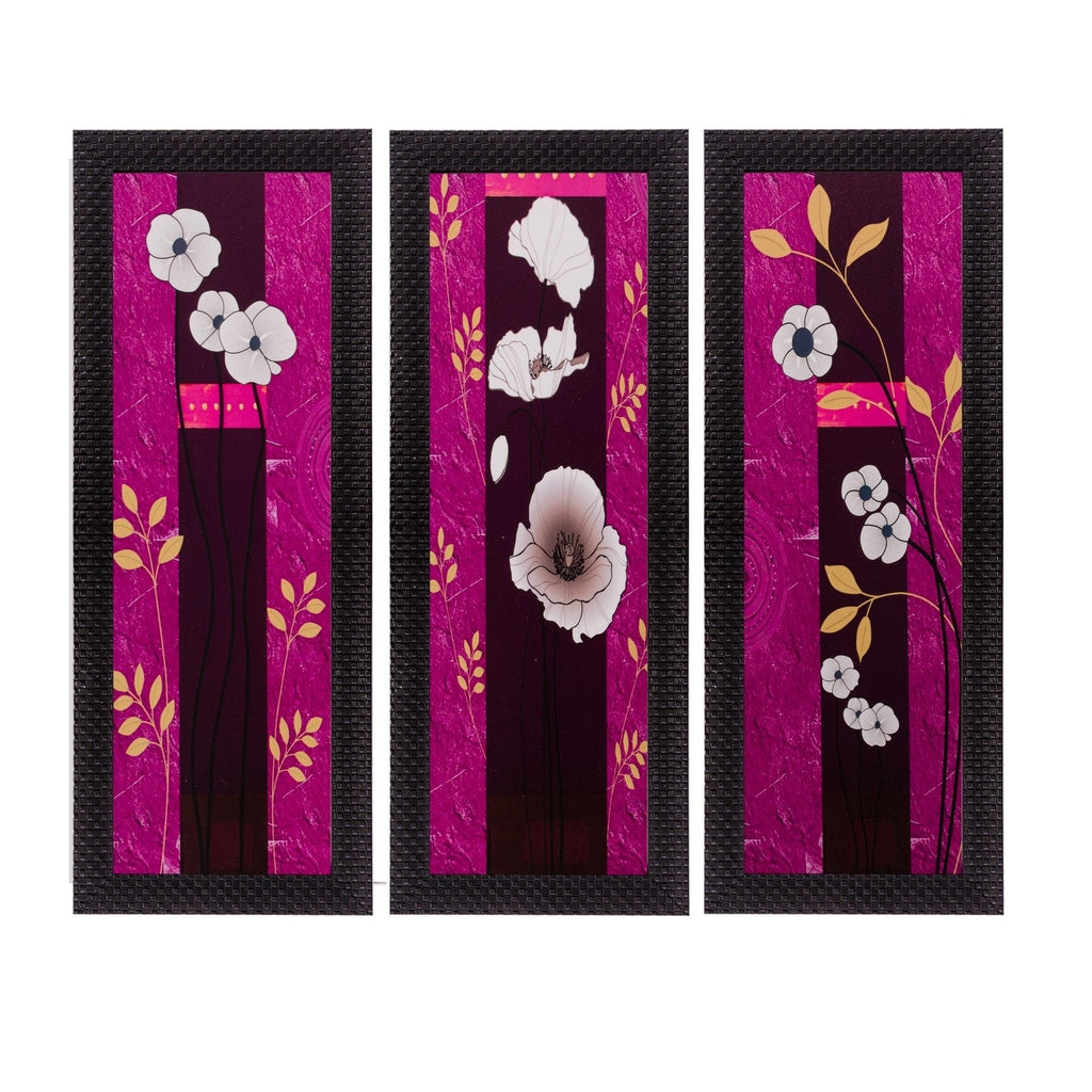 Set of 3 Floral Matt Textured UV Art Painting Kafalo