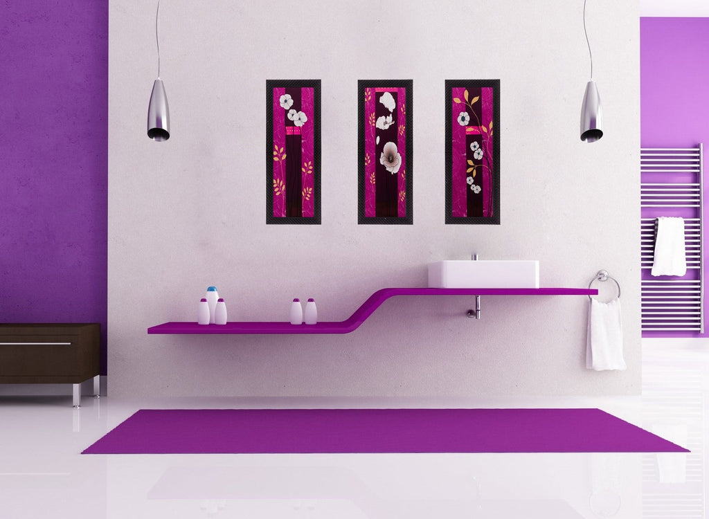 Set of 3 Floral Matt Textured UV Art Painting Kafalo