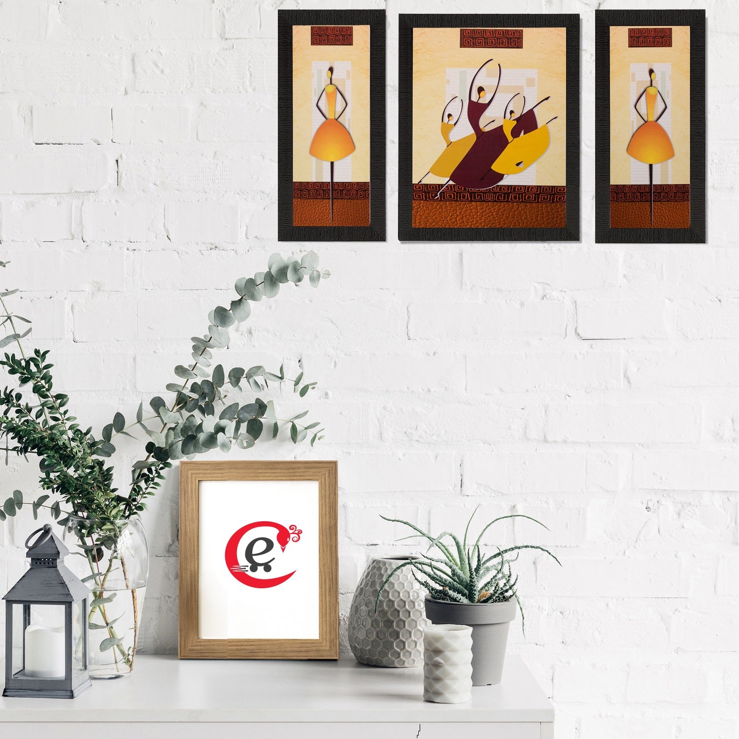 Set of 3 Abstract Dancing Girls Matt Textured UV Art Painting Kafalo