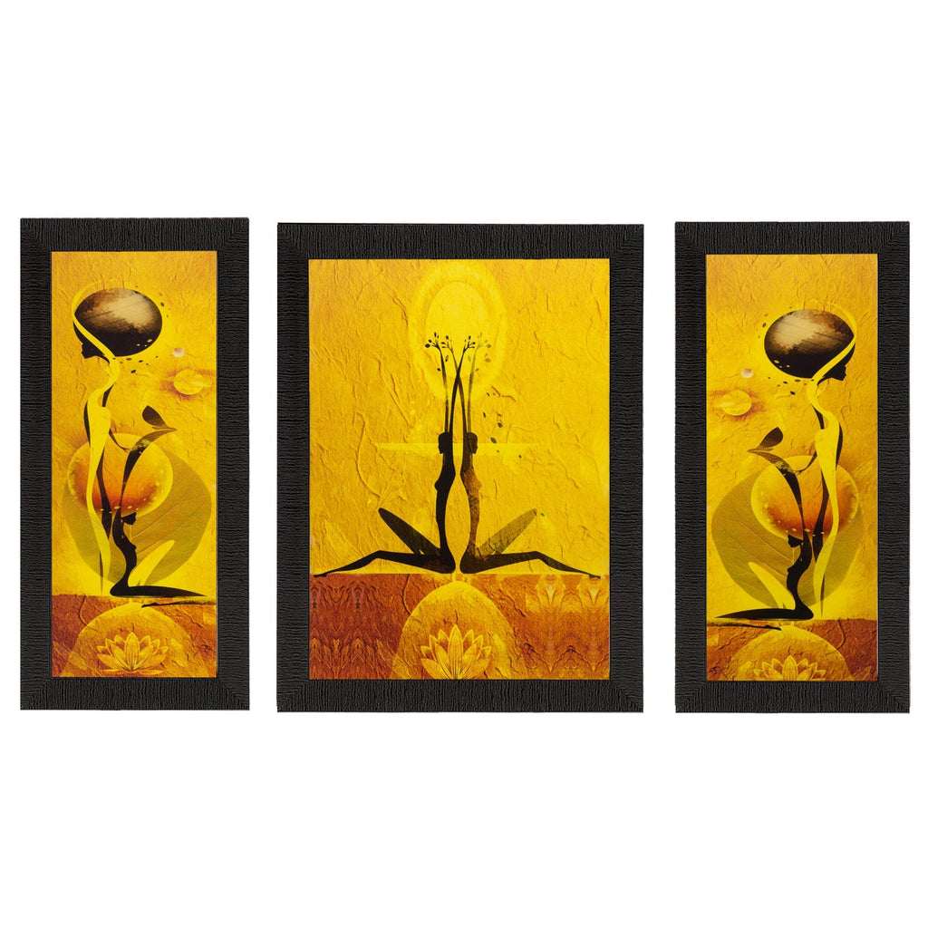Set of 3 Abstract Dancing Girls Matt Textured UV Art Painting Kafalo