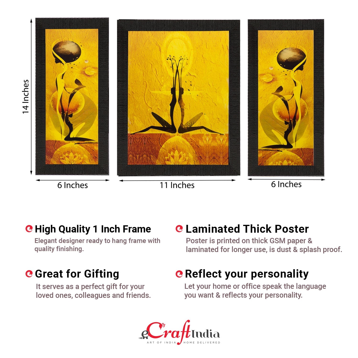 Set of 3 Abstract Dancing Girls Matt Textured UV Art Painting Kafalo