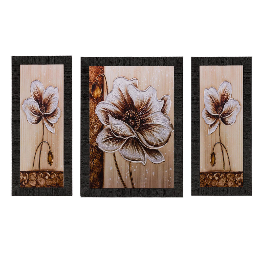 Set of 3 Floral Matt Textured UV Art Painting Kafalo