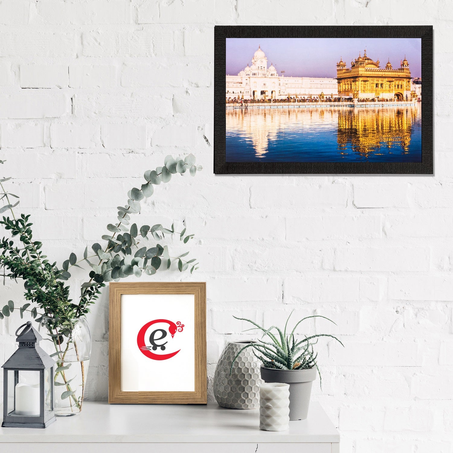 Beautiful Golden Temple Painting Digital Printed Religious Wall Art Kafalo