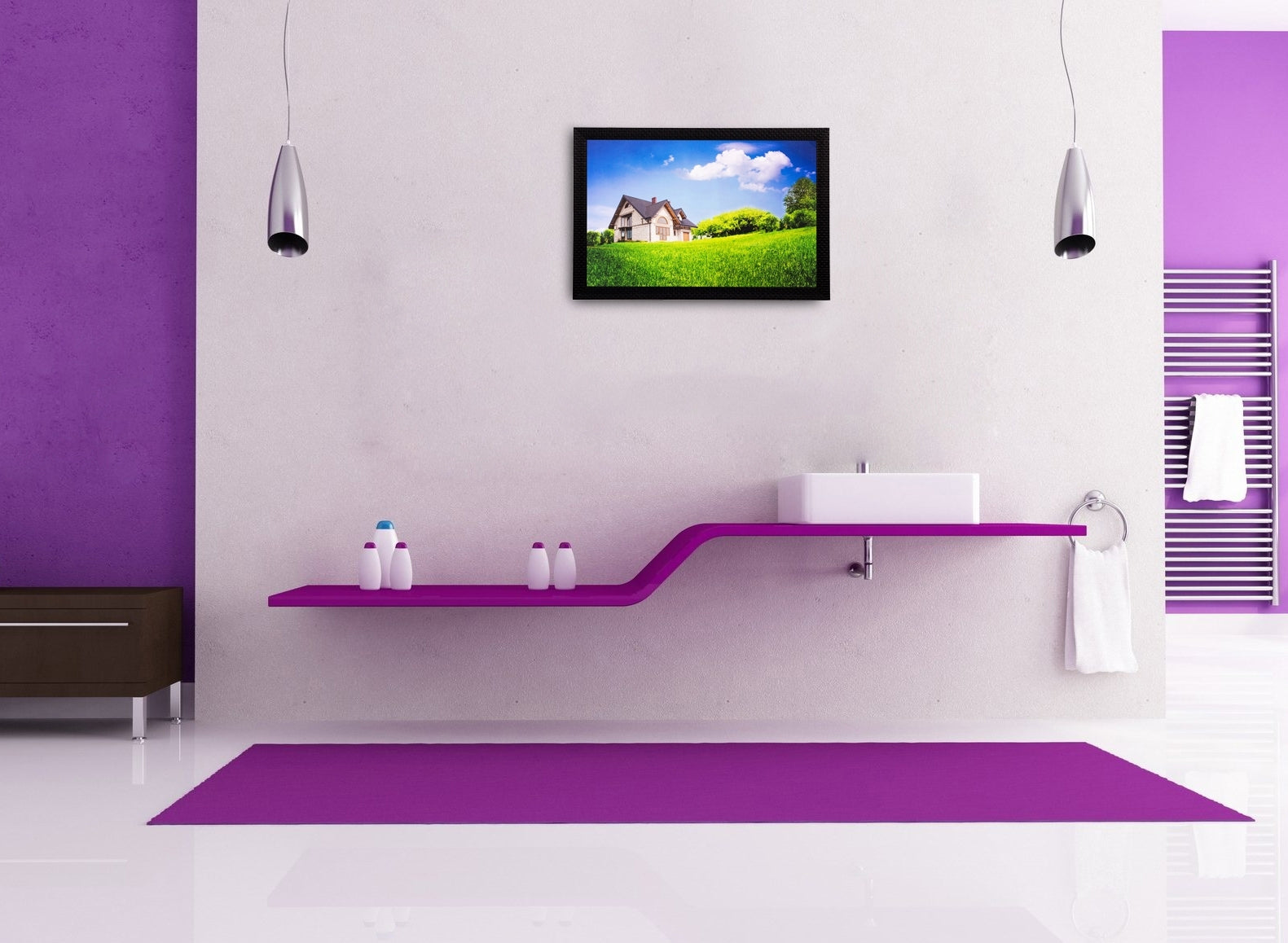 Home and Grass View Matt Textured UV Art Painting Kafalo