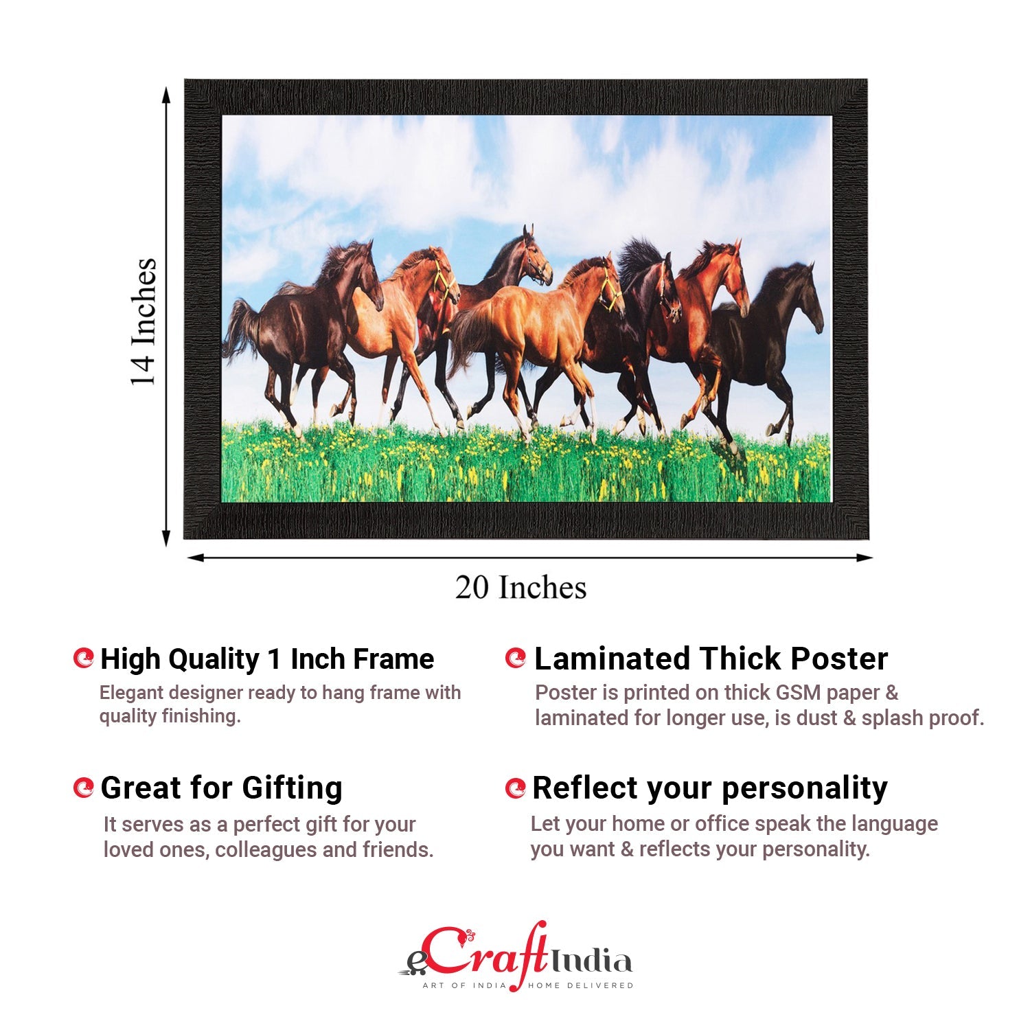 Running horses Matt Textured UV Art Painting Kafalo