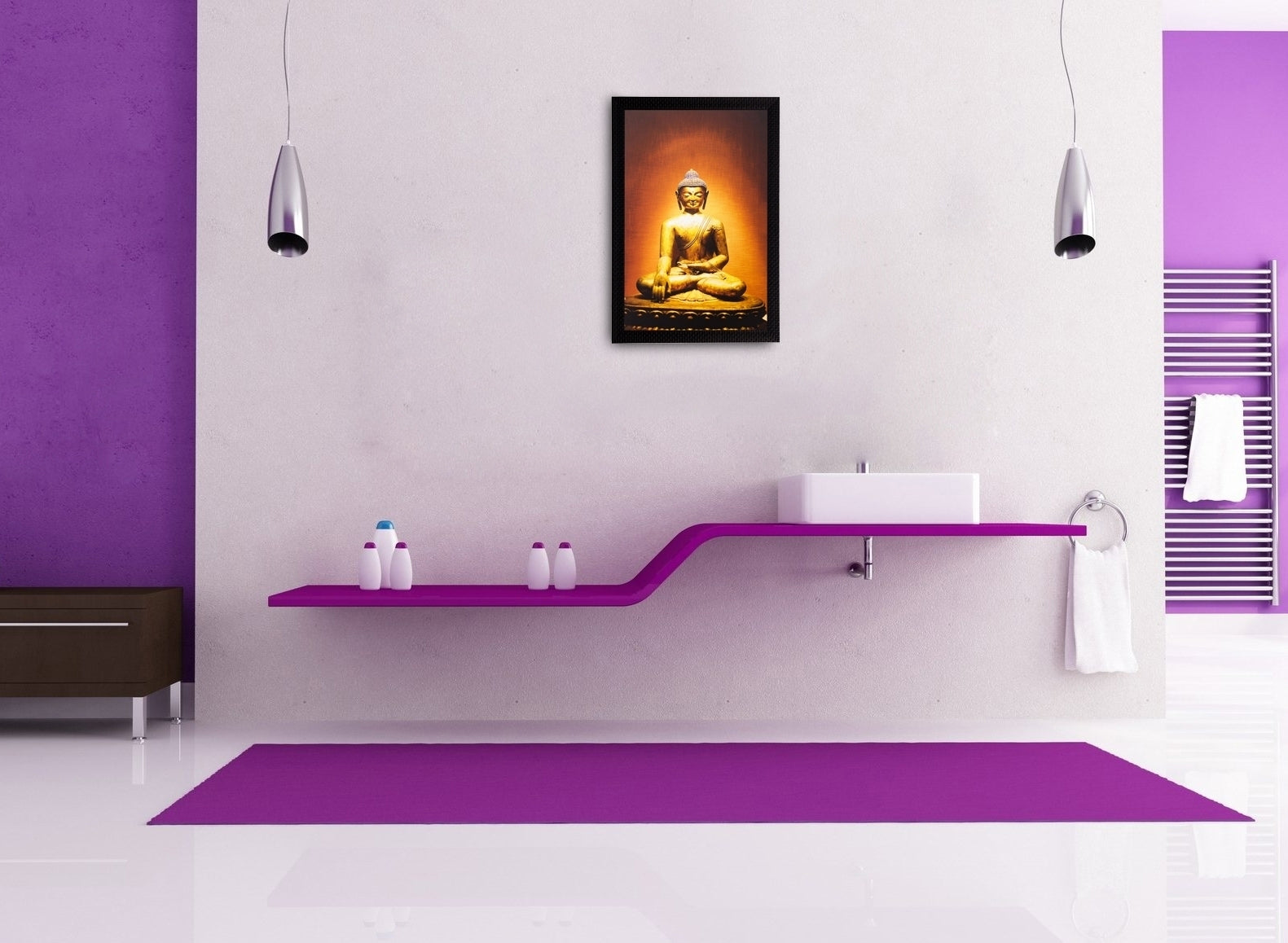 Meditating Golden Buddha Matt Textured UV Art Painting Kafalo