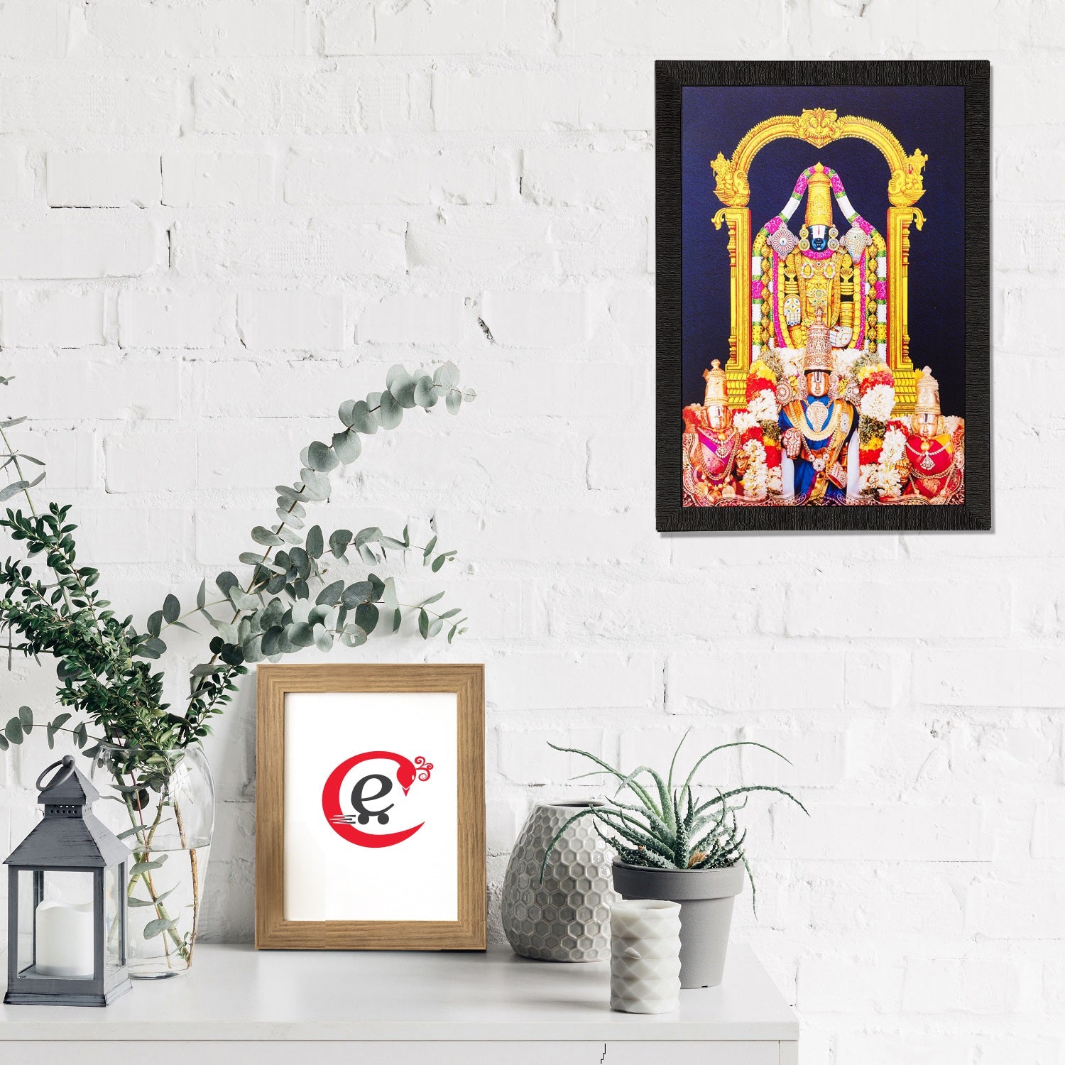 Hindu God Tirupati Balaji Painting Digital Printed Religious Wall Art Kafalo