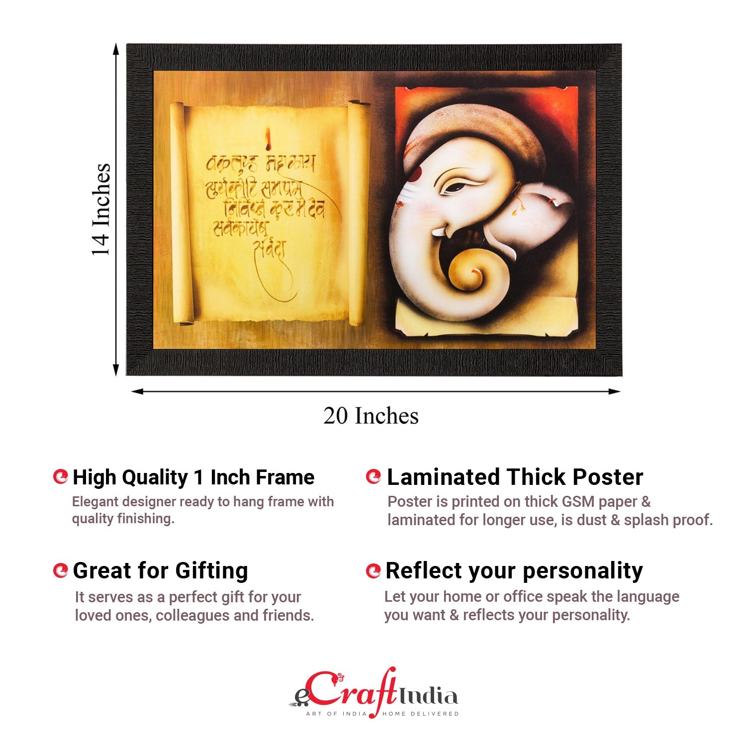 Lord Ganesha Matt Textured UV Art Painting Kafalo