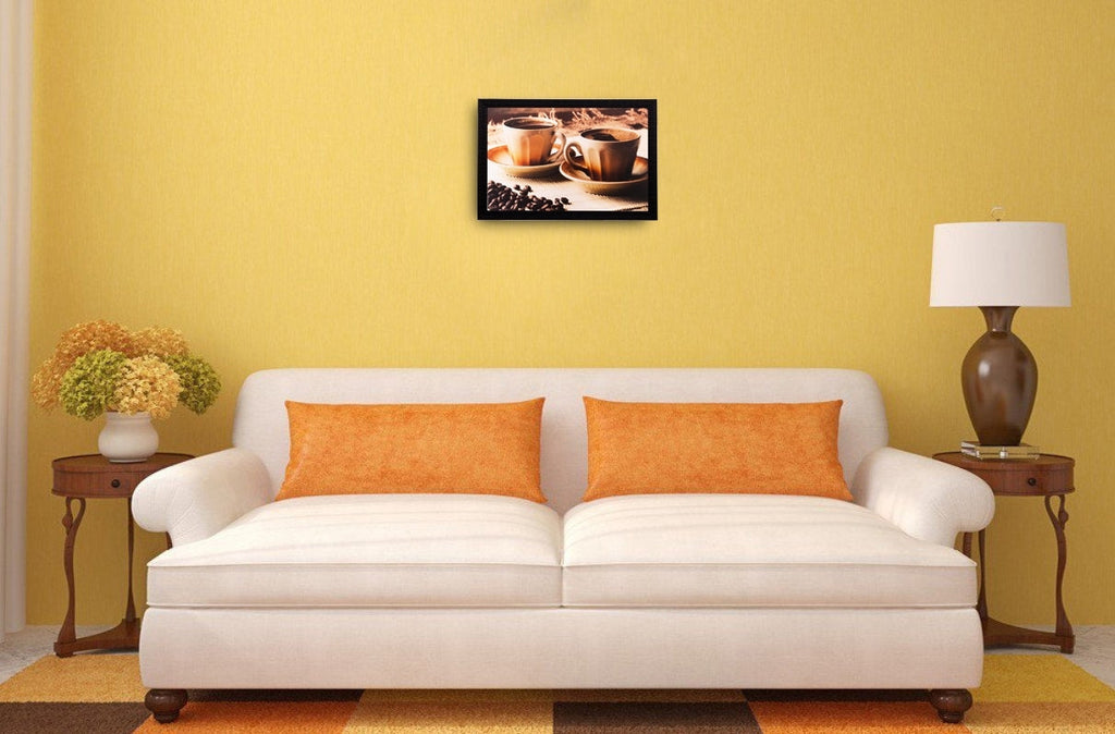 Spilled coffee beans and cups Matt Textured UV Art Painting Kafalo