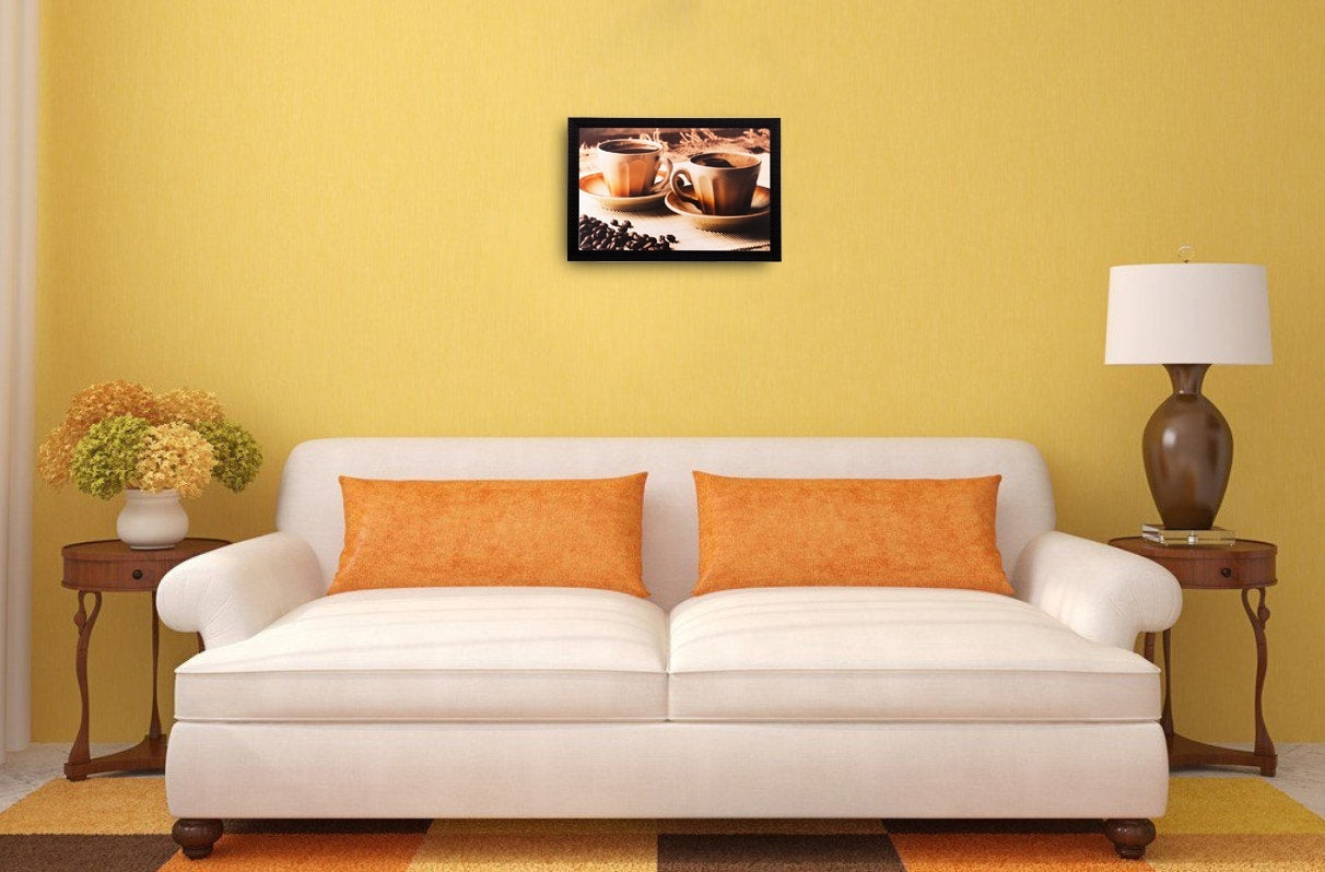 Spilled coffee beans and cups Matt Textured UV Art Painting Kafalo