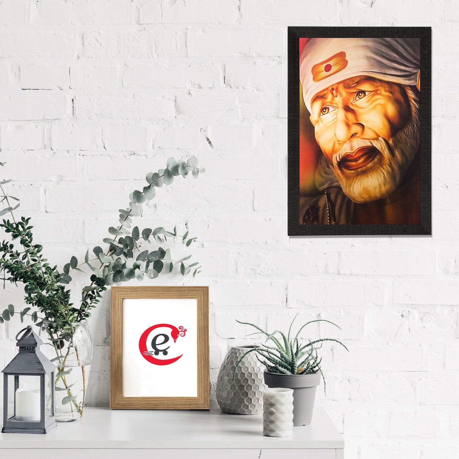 Enlightening Sai Baba Painting Digital Printed Religious Wall Art Kafalo