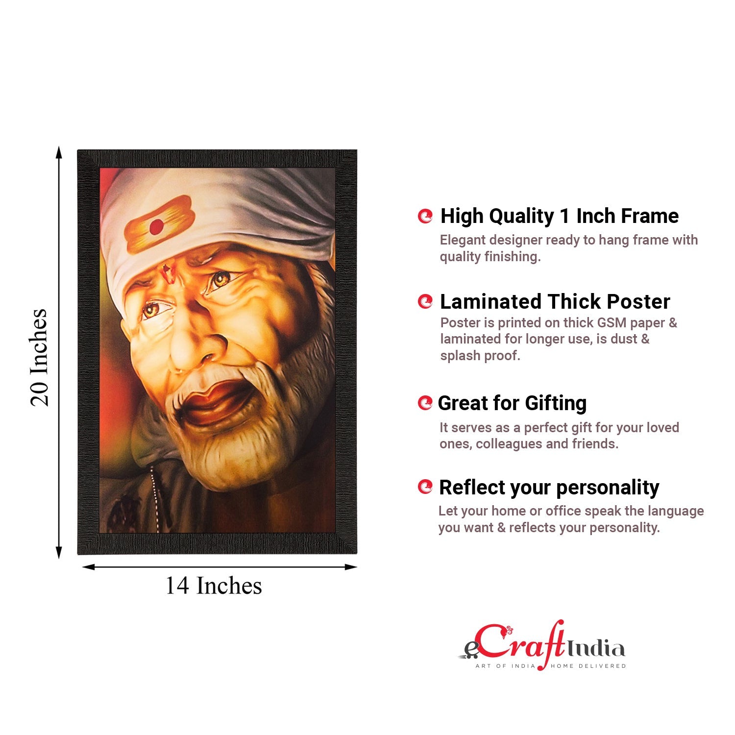Enlightening Sai Baba Painting Digital Printed Religious Wall Art Kafalo