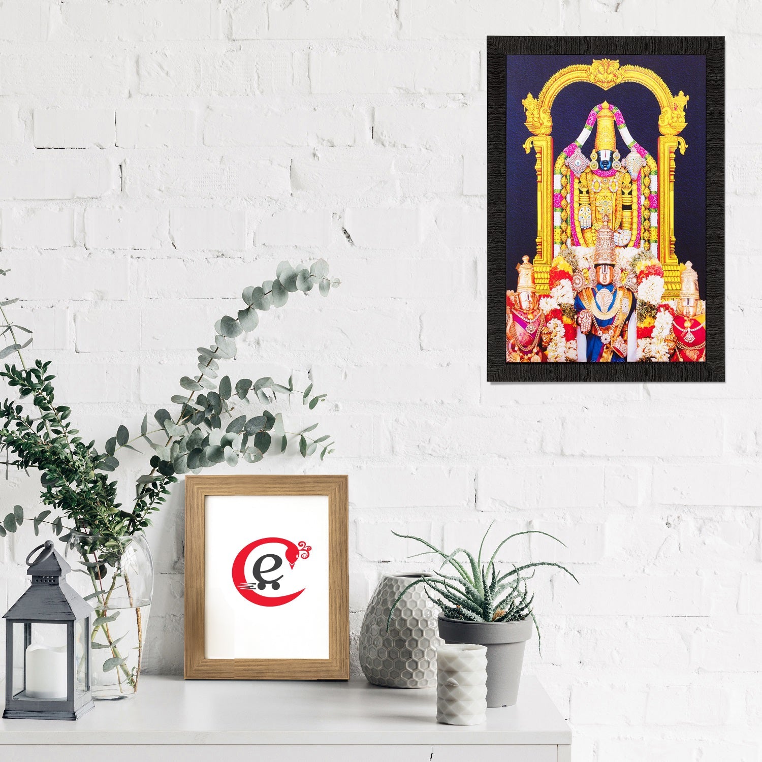 Hindu God Tirupati Balaji Painting Digital Printed Religious Wall Art Kafalo