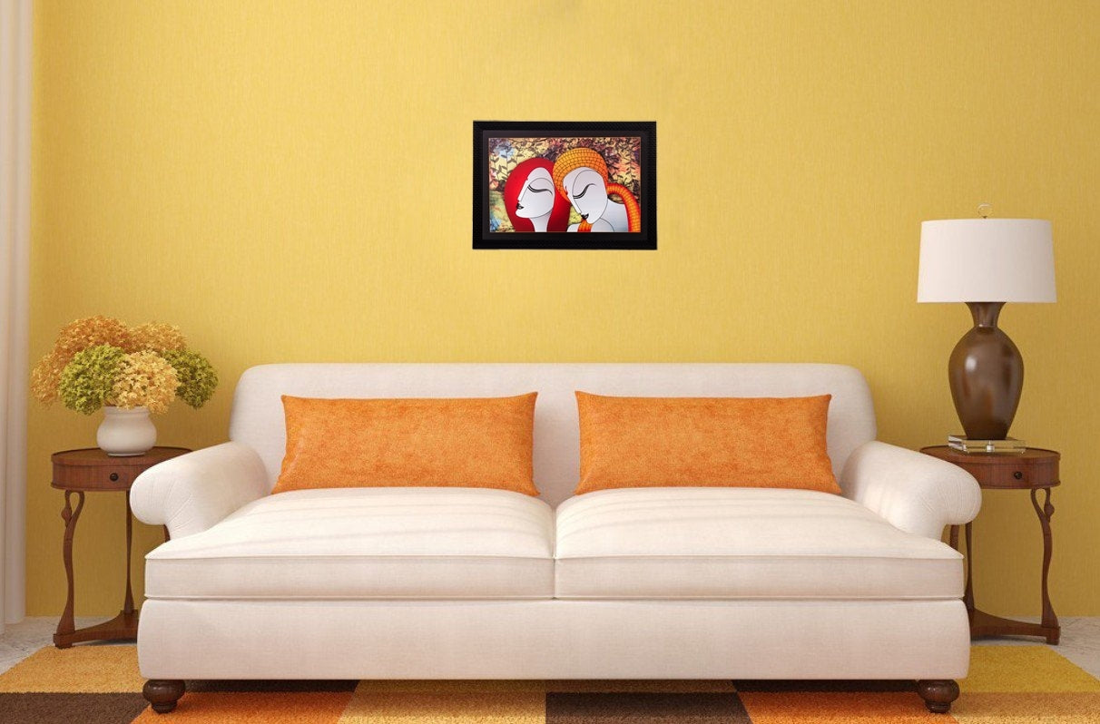 Abstract Radha Krishna Matt Textured UV Art Painting Kafalo
