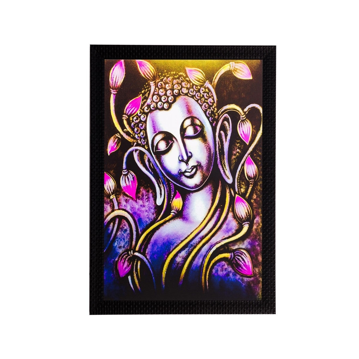 Lord Buddha and Flowers Matt Textured UV Art Painting Kafalo